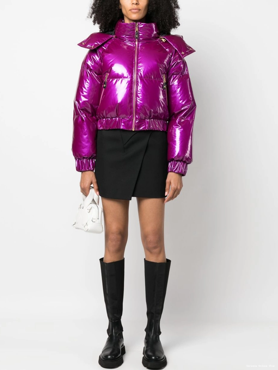 Affordable Couture Jeans hooded glossy-finish jacket puffer Versace Women 0406